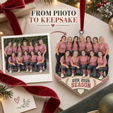Custom Photo Softball Full Team Season Photo Acrylic Ornament — Personalization example