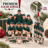 Custom Photo Coach and Team Huddle Acrylic Ornament — Flat acrylic material