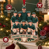 Custom Photo Coach and Team Huddle Acrylic Ornament — Product details