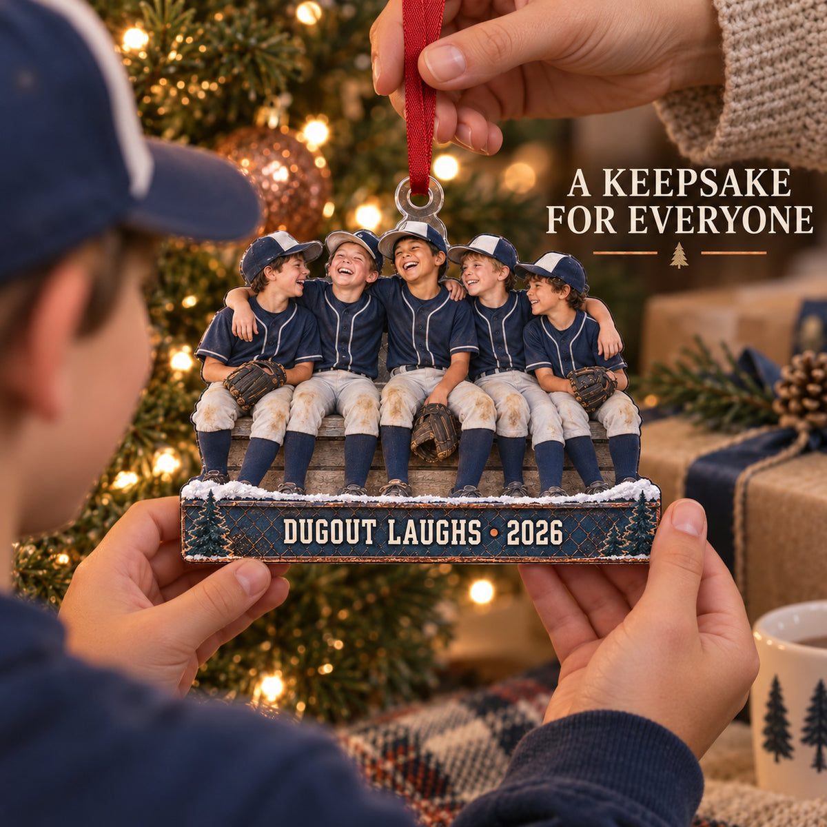 Custom Photo Dugout Laughing Moment Acrylic Ornament — Gift inspiration