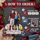 Custom Photo Sibling Baseball and Softball Duo Acrylic Ornament — How to order