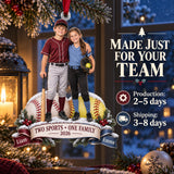 Custom Photo Sibling Baseball and Softball Duo Acrylic Ornament — Production and delivery