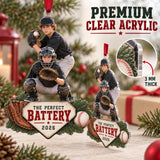 Custom Photo Pitcher Catcher Battery Acrylic Ornament — Flat acrylic material