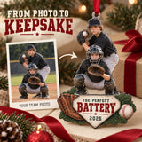 Custom Photo Pitcher Catcher Battery Acrylic Ornament — Personalization example