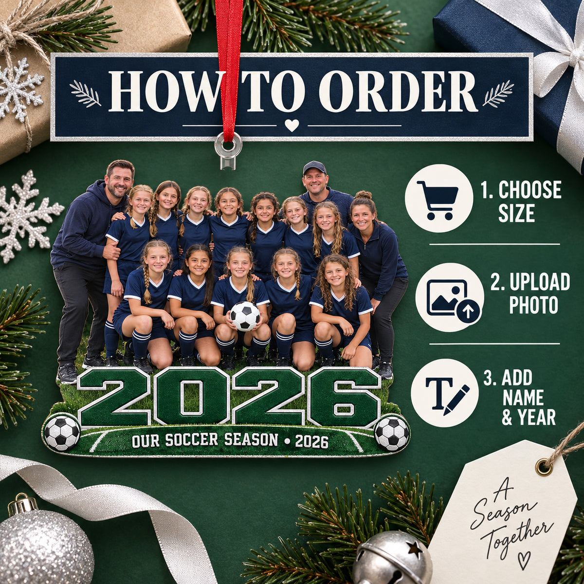 Custom Photo Full Team Season Lineup Acrylic Ornament — How to order