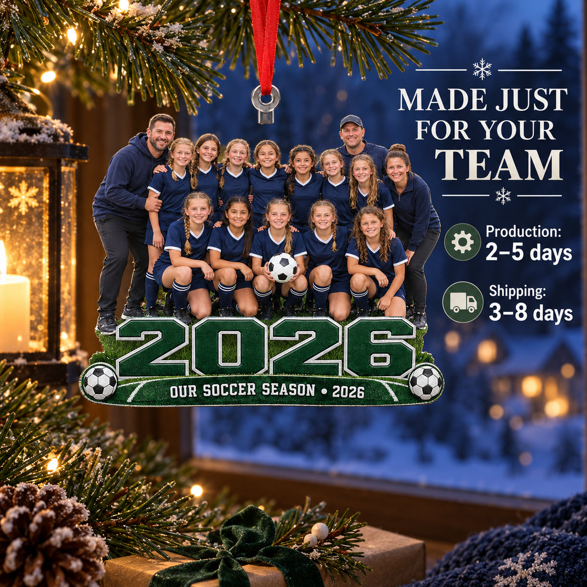Custom Photo Full Team Season Lineup Acrylic Ornament — Production and delivery