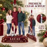 Custom Photo Soccer Senior Night Player and Parents Acrylic Ornament — Flat acrylic material