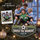 Custom Photo Goalie Save Celebration Acrylic Ornament — Main design