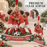 Custom Photo Goal Celebration Group Acrylic Ornament — Flat acrylic material