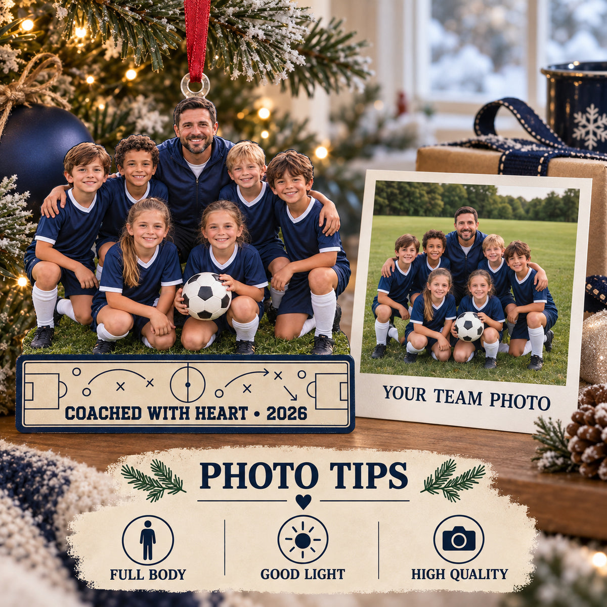 Custom Photo Coach and Team Sideline Acrylic Ornament — Personalization guide