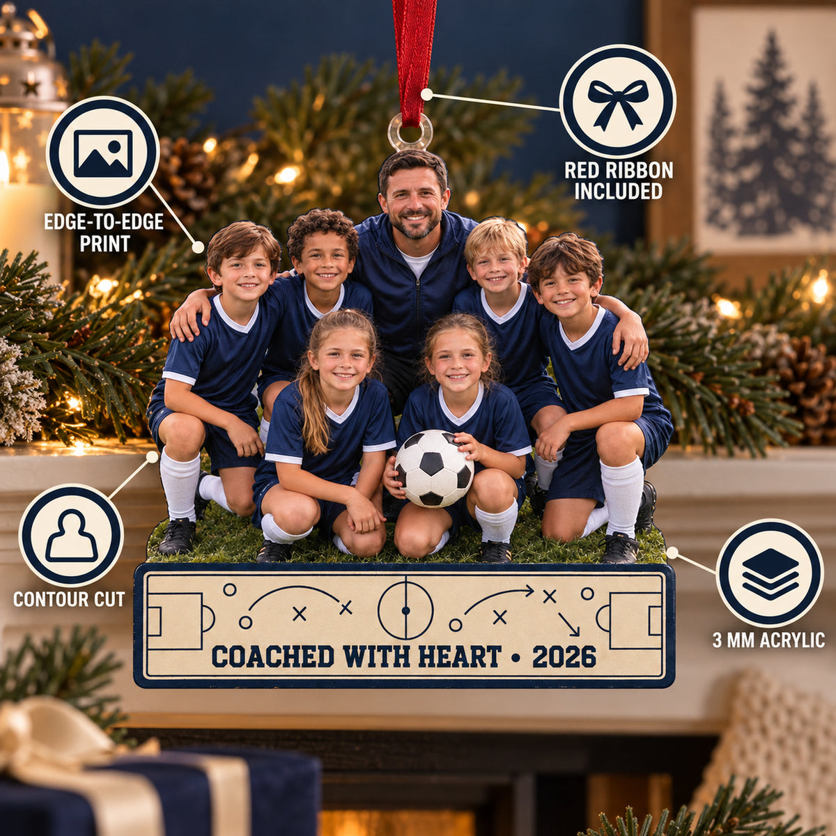 Custom Photo Coach and Team Sideline Acrylic Ornament — Product details