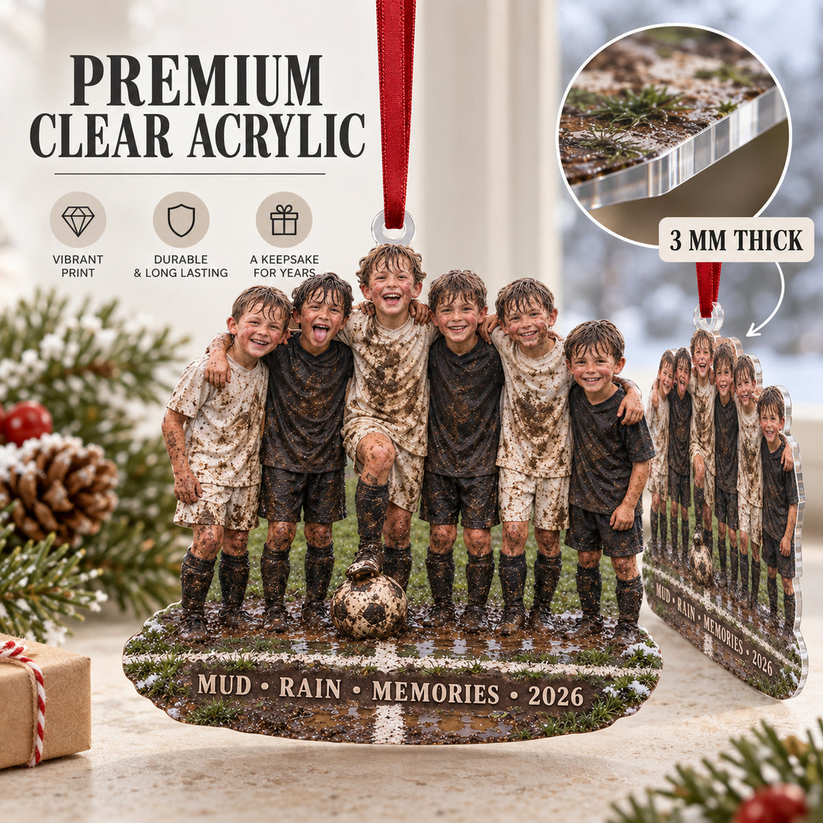 Custom Photo Muddy Rain Game Acrylic Ornament — Flat acrylic material