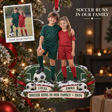 Custom Photo Sibling Soccer Duo Acrylic Ornament — Main design