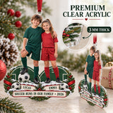 Custom Photo Sibling Soccer Duo Acrylic Ornament — Flat acrylic material