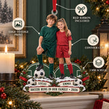 Custom Photo Sibling Soccer Duo Acrylic Ornament — Product details
