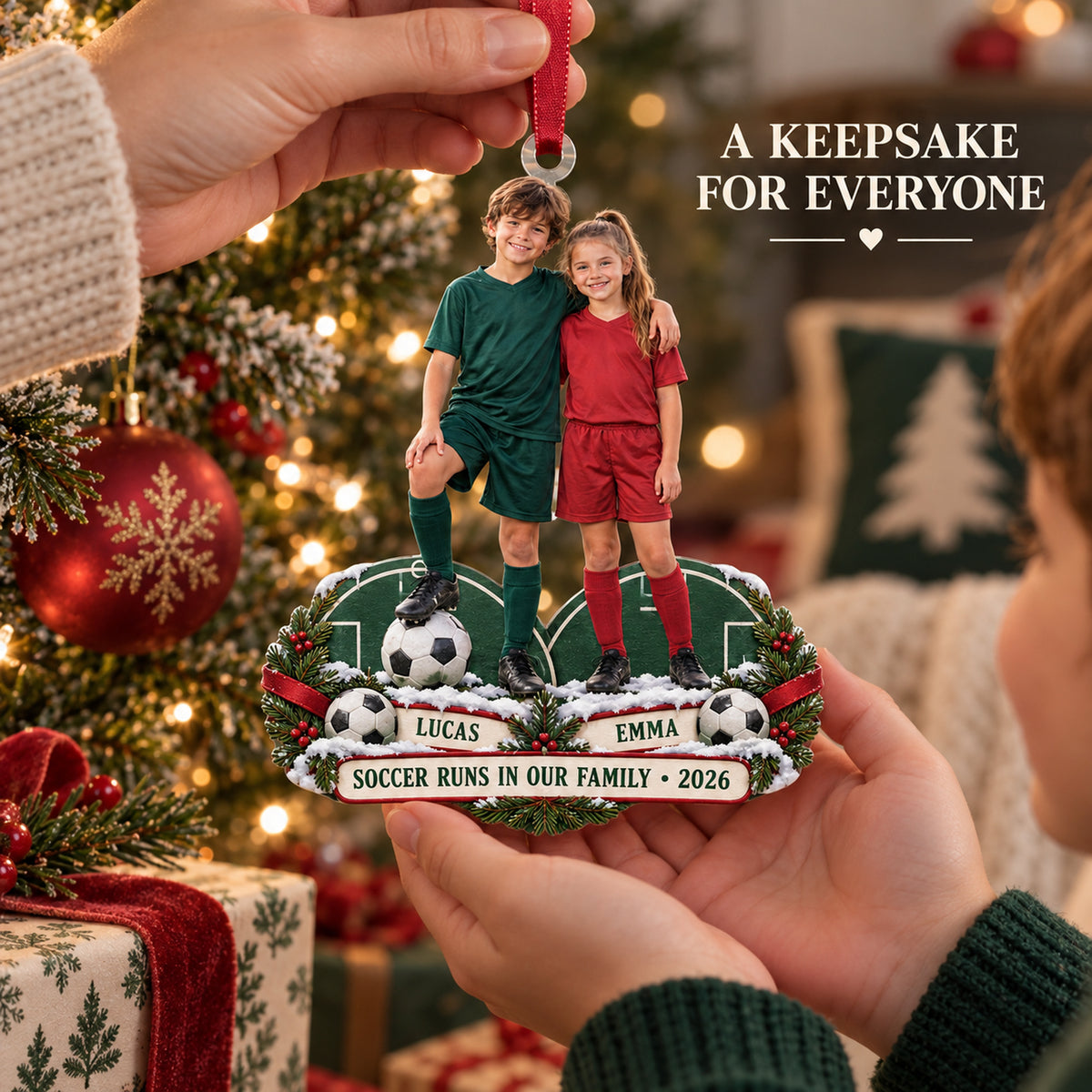 Custom Photo Sibling Soccer Duo Acrylic Ornament — Gift inspiration