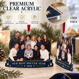 Custom Photo Youth Soccer Team Banquet Acrylic Ornament — Flat acrylic material