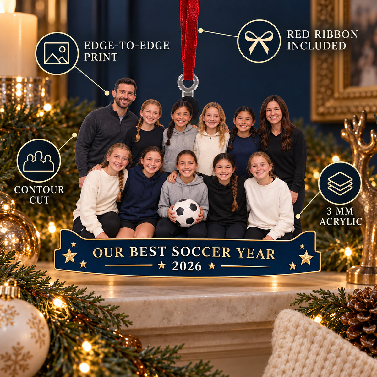Custom Photo Youth Soccer Team Banquet Acrylic Ornament — Product details