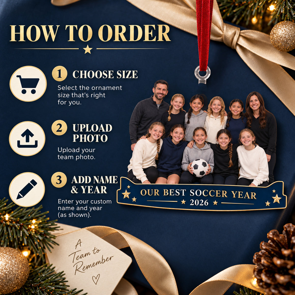 Custom Photo Youth Soccer Team Banquet Acrylic Ornament — How to order