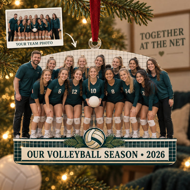 Custom Photo Full Team Net Lineup Acrylic Ornament — Main design