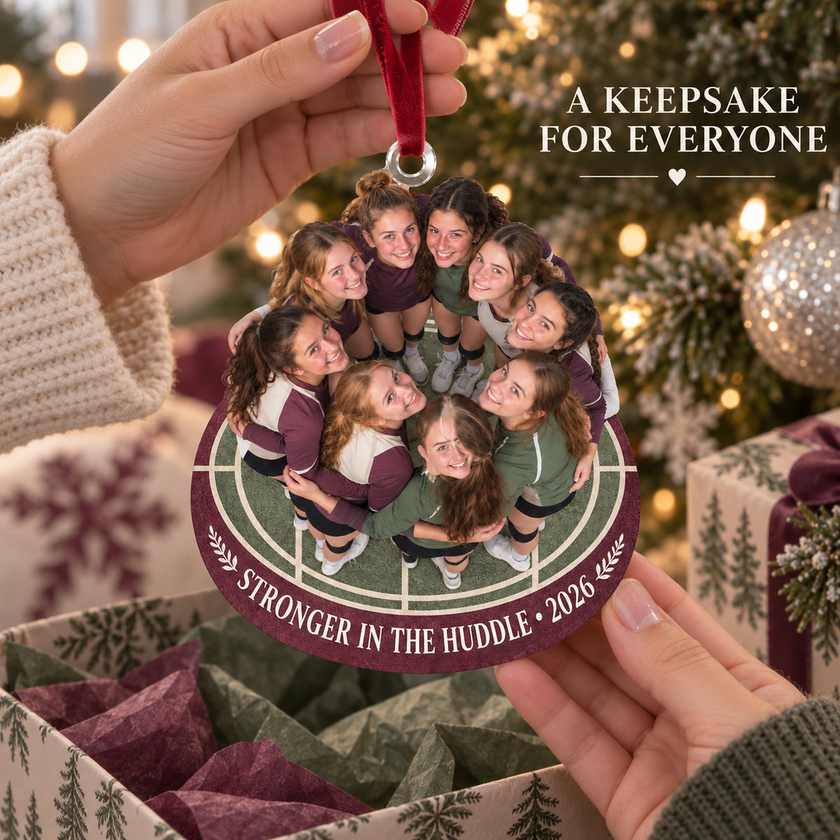 Custom Photo Volleyball Team Huddle Acrylic Ornament — Gift inspiration