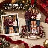 Custom Photo Volleyball Senior Match Player and Parents Acrylic Ornament — Personalization example