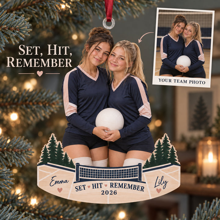Custom Photo Setter and Hitter Duo Acrylic Ornament — Main design
