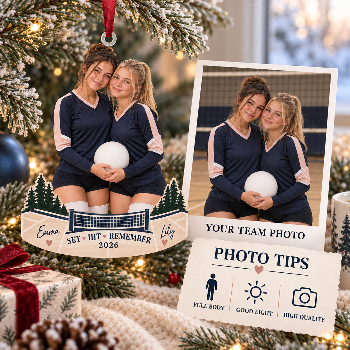 Custom Photo Setter and Hitter Duo Acrylic Ornament — Personalization guide