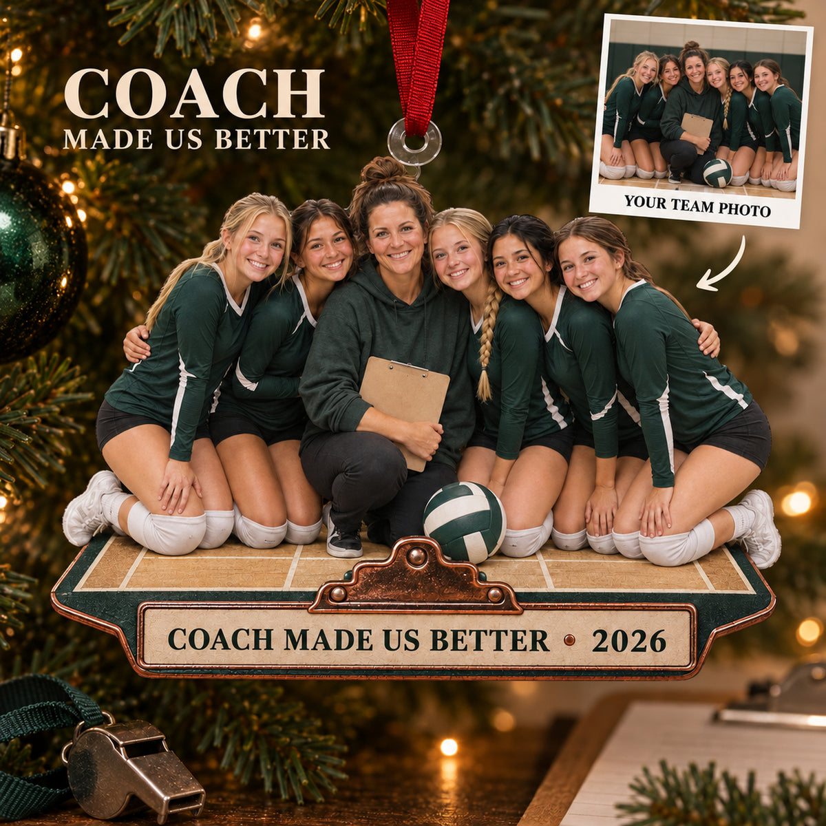 Custom Photo Coach and Team Sideline Acrylic Ornament — Main design