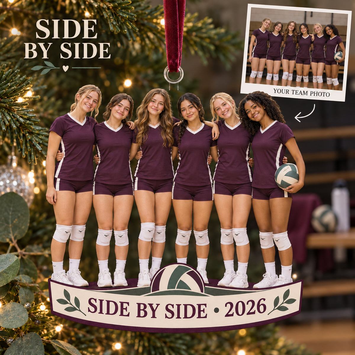 Custom Photo Teammates Arms Linked Acrylic Ornament — Main design