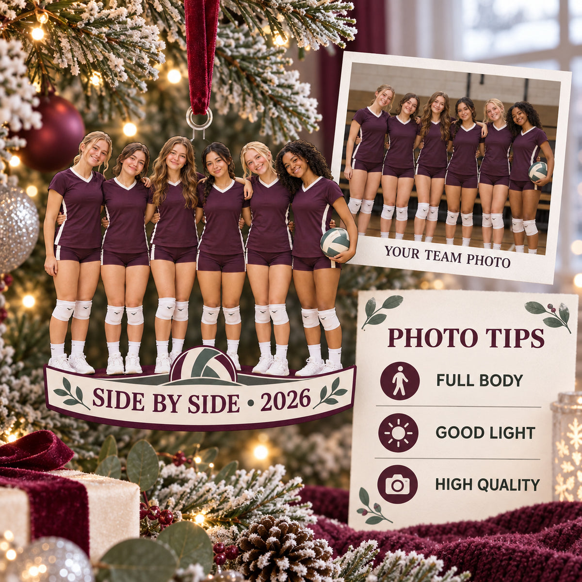 Custom Photo Teammates Arms Linked Acrylic Ornament — Personalization guide