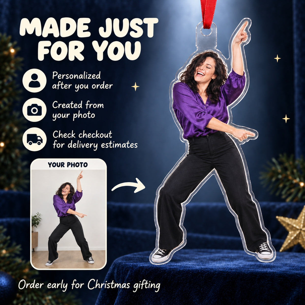 Custom Photo Dance Floor Legend Acrylic Ornament — Production and delivery