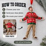 Custom Photo Ugly Sweater Star Acrylic Ornament — How to order