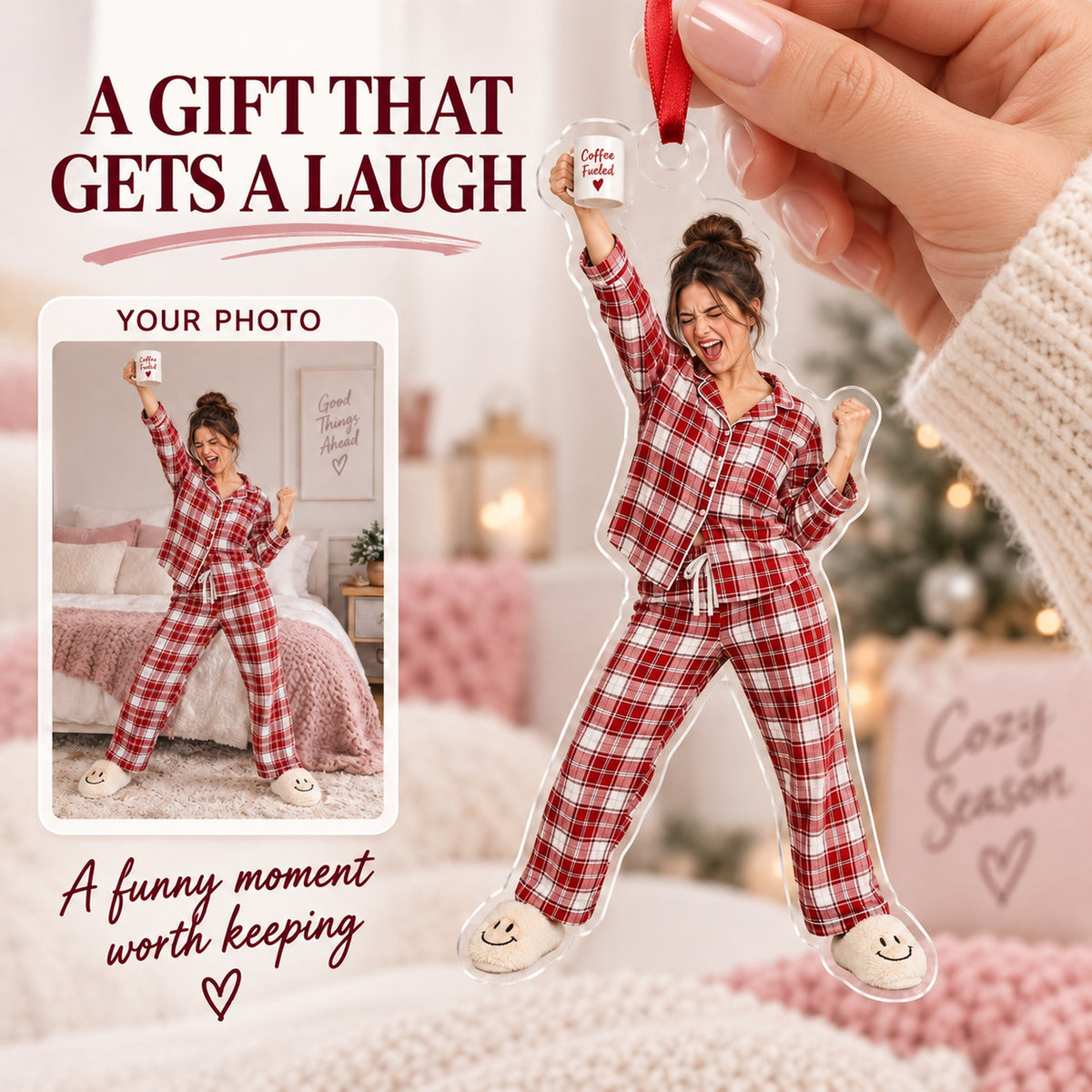 Custom Photo Pajama Party Pose Acrylic Ornament — Gift inspiration