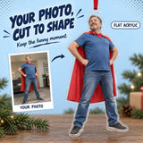 Custom Photo Dad Superhero Acrylic Ornament — Main design