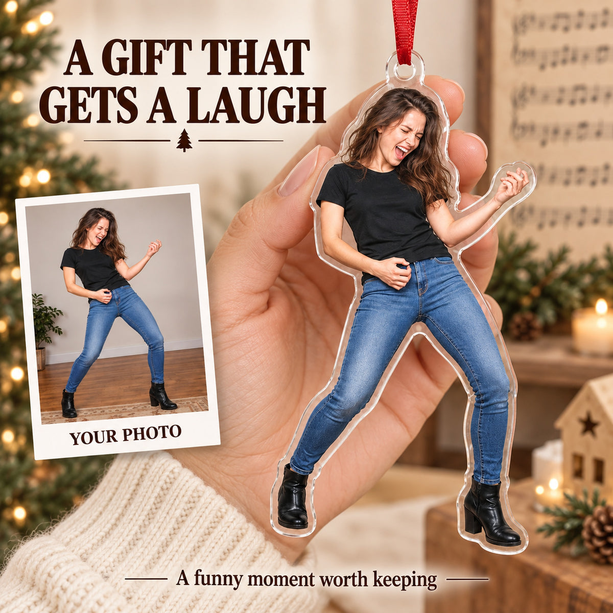 Custom Photo Air Guitar Hero Acrylic Ornament — Gift inspiration