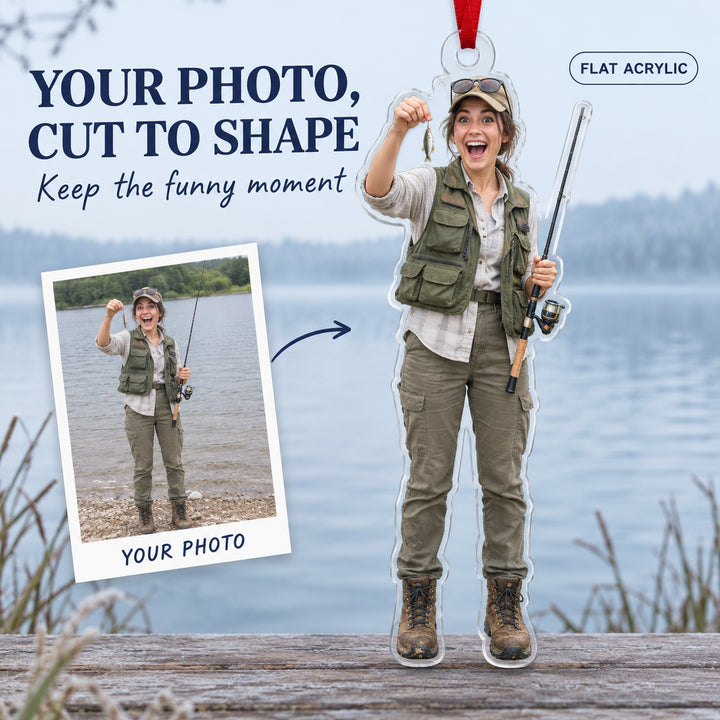 Custom Photo Fishing Brag Acrylic Ornament — Main design