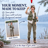 Custom Photo Fishing Brag Acrylic Ornament — Personalization example