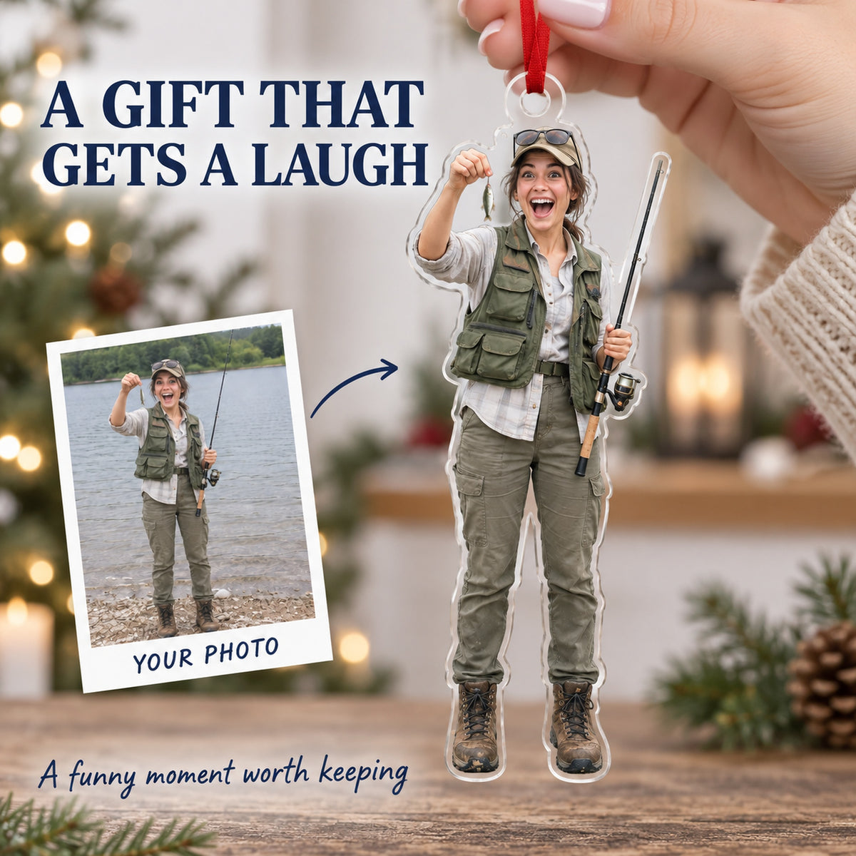 Custom Photo Fishing Brag Acrylic Ornament — Gift inspiration