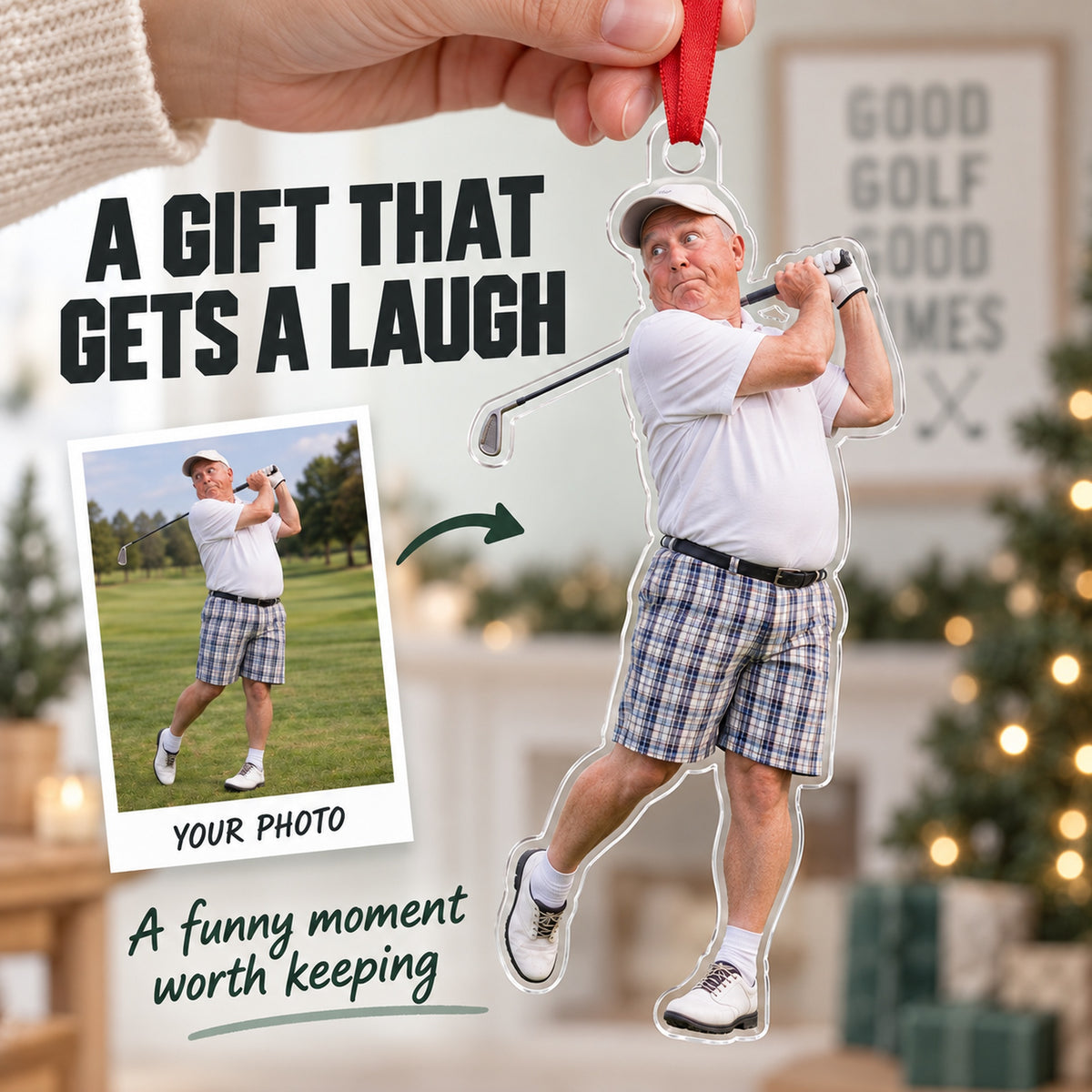 Custom Photo Golf Goof Acrylic Ornament — Gift inspiration