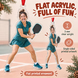 Custom Photo Pickleball Pose Acrylic Ornament — Flat acrylic material