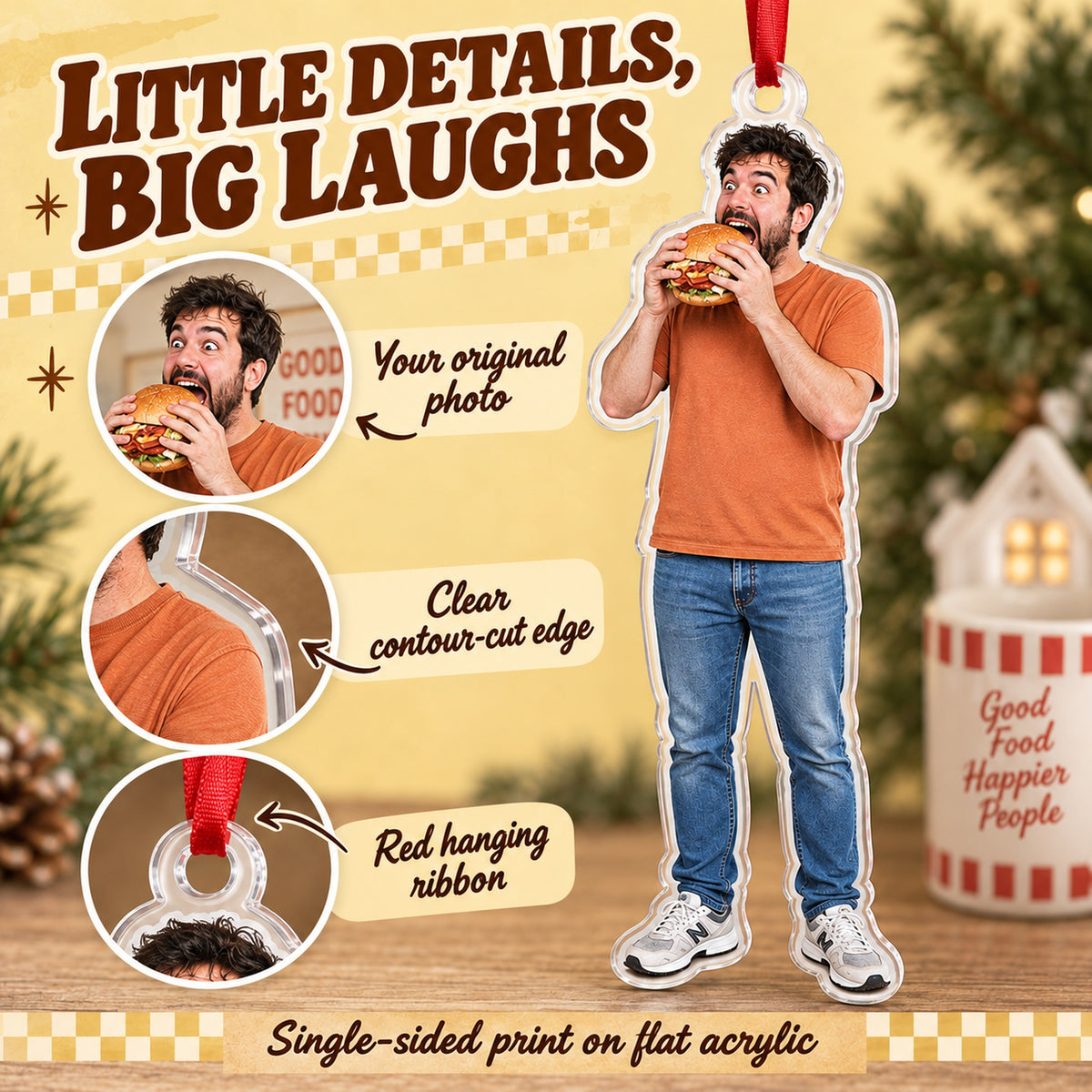 Custom Photo Big Bite Moment Acrylic Ornament — Product details