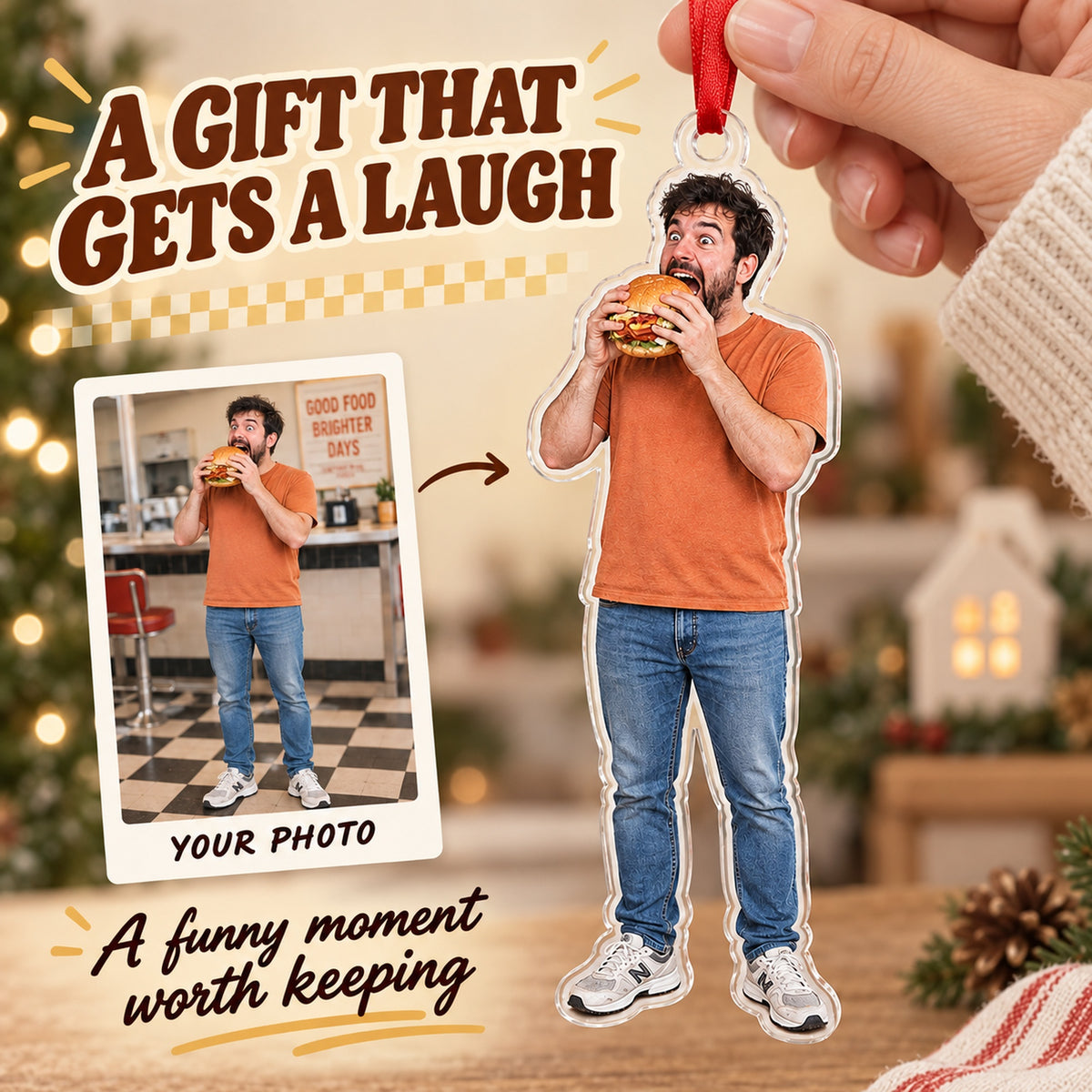Custom Photo Big Bite Moment Acrylic Ornament — Gift inspiration