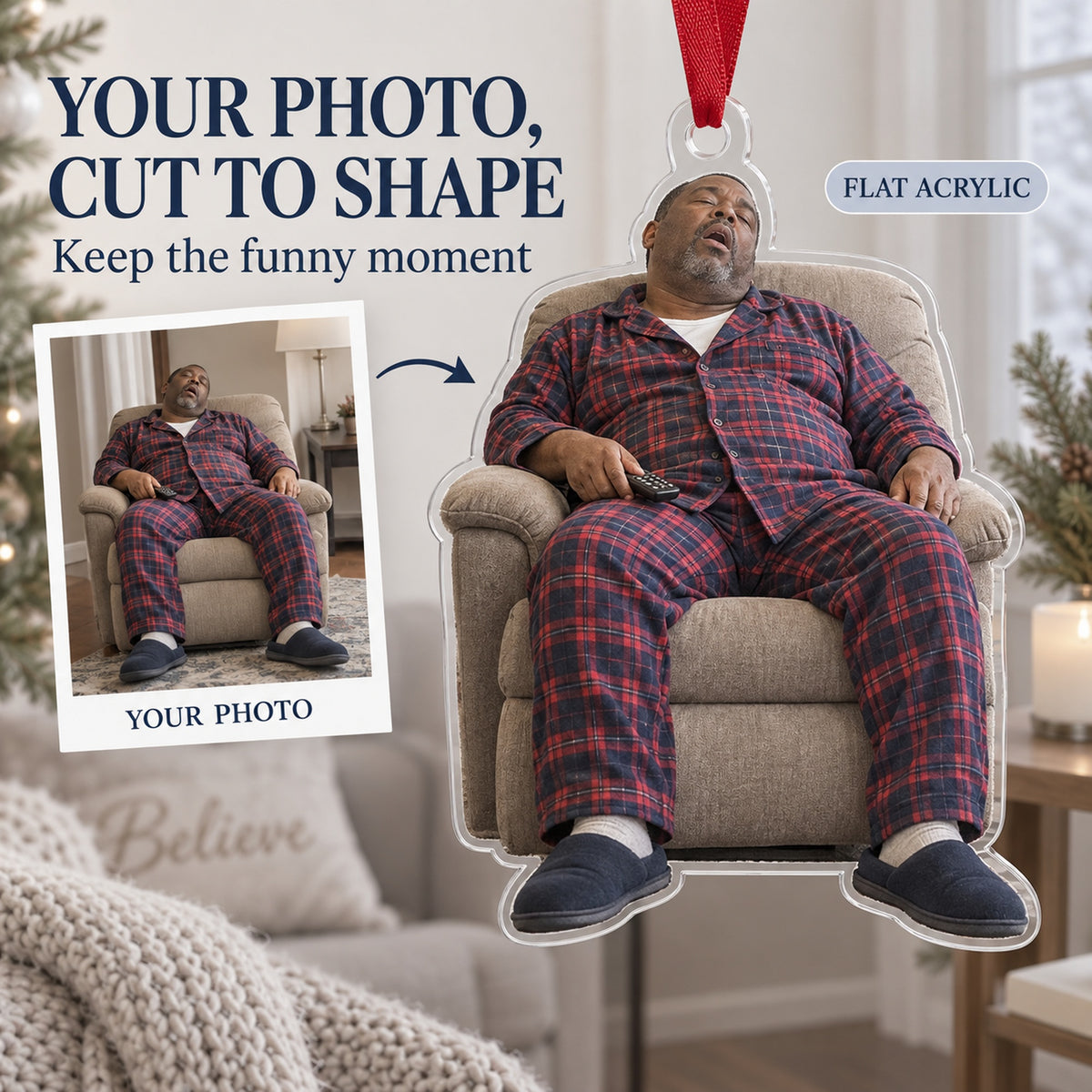 Custom Photo Nap Champion Acrylic Ornament — Main design