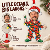 Custom Face Christmas Lights Disaster Acrylic Ornament — Product details