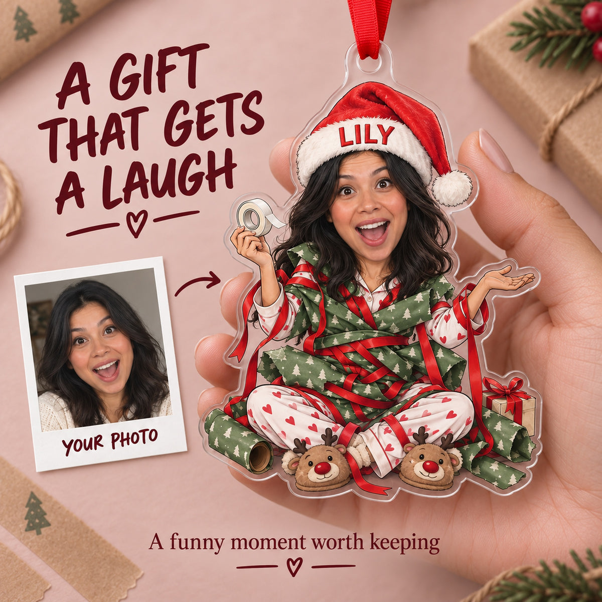 Custom Photo Face Wrapping Paper Wrestling Acrylic Ornament — Gift inspiration