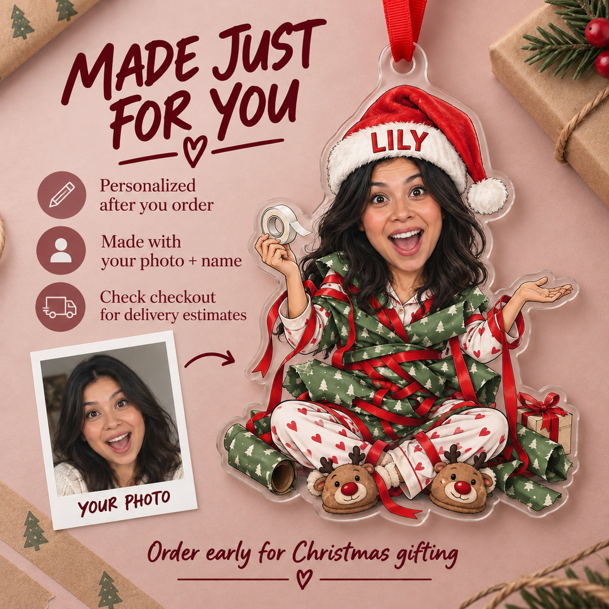 Custom Photo Face Wrapping Paper Wrestling Acrylic Ornament — Production and delivery