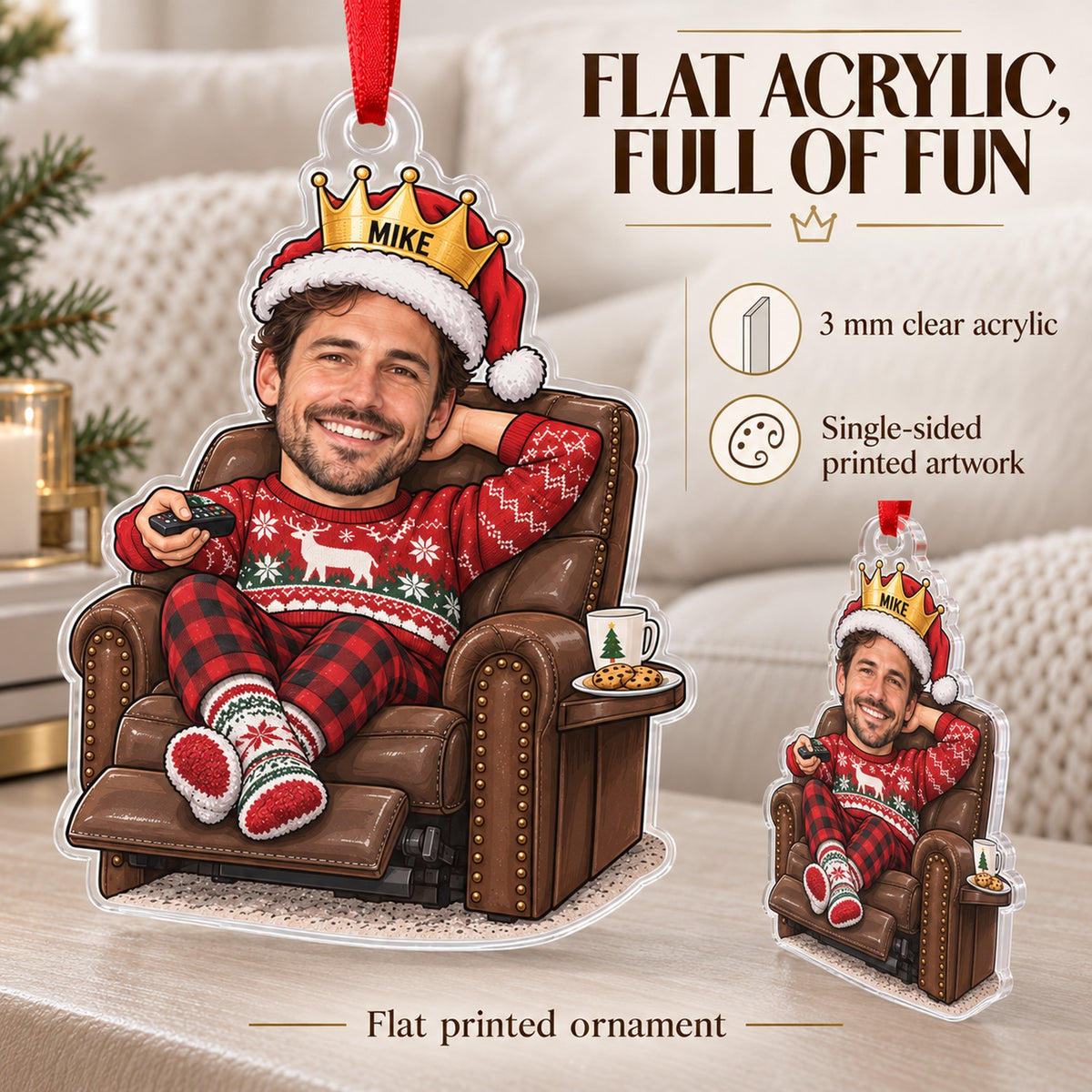 Custom Photo Face Remote Control Royalty Acrylic Ornament — Flat acrylic material