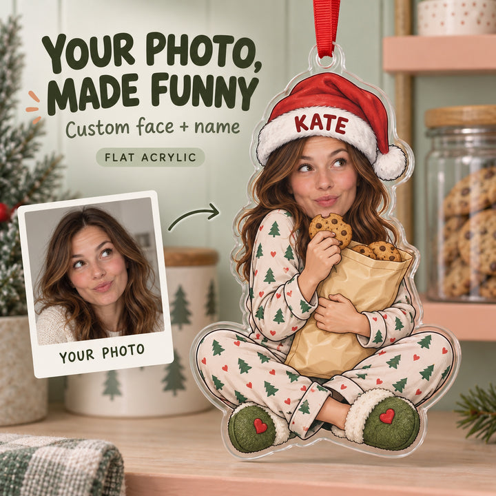 Custom Photo Face Snack Stash Guardian Acrylic Ornament — Main design