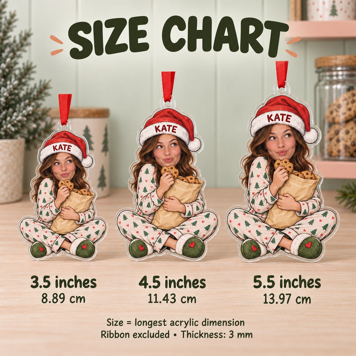 Custom Photo Face Snack Stash Guardian Acrylic Ornament — Size guide